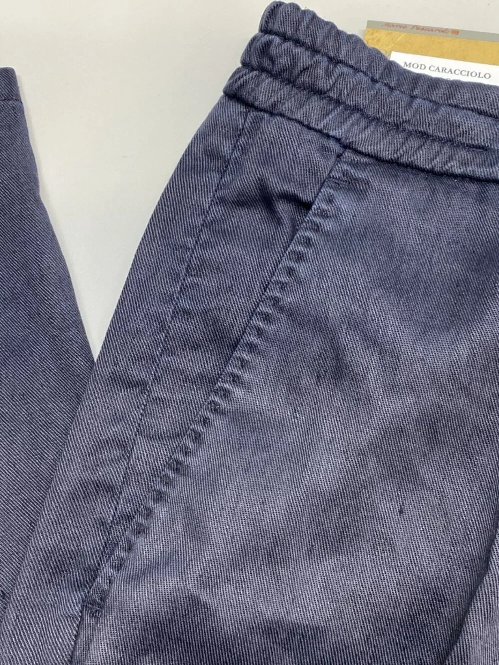Marco Pescarolo Mens Pant Navy Blue Size 40 Caracciolo Slim Fit Linen Trousers